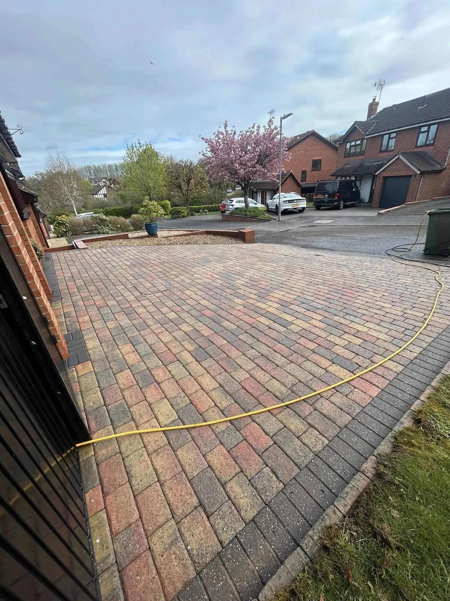 Freshly cleaned driveway.